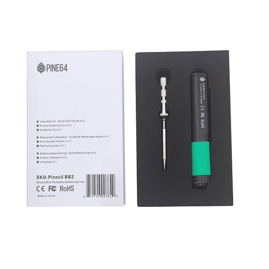 Pinecil V2 - Saldatore a stagno Portatile, USB-C PD e 12V- 24V DC5525 Barrel Jack, smart Riscaldamento Rapido, Temperatura Regolabile, Bluetooth, Schermo Digitale punta ST-B2, SMD, Integrati, IronOS